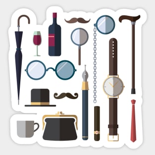 Classic Gentleman Aesthetic - Vintage Accessories & Dapper Style Design Sticker